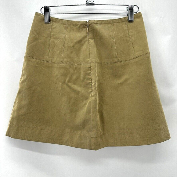 NWT Free People Modern Femme Vegan Leather Mini Skirt Size 4 Green Preppy Boho - Picture 3 of 10